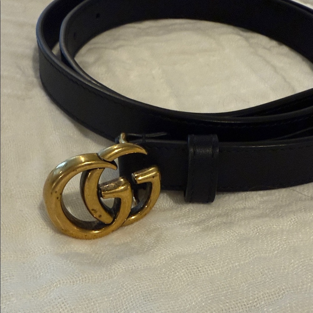 Gucci Black Belt with Gold GG Buckle